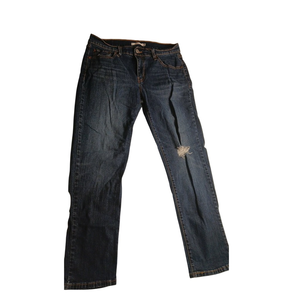 Levis Boyfriend Dark Wash Straight Leg Distressed Jean Size 29 Indigo 19887-0066